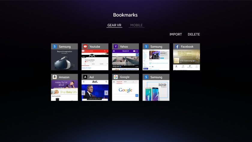 Samsung Internet browser bookmarks